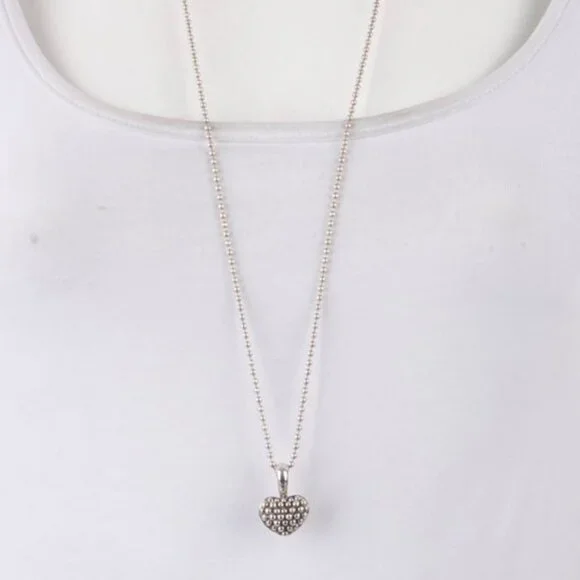LAGOS CAVIAR BEADED STERLING SILVER 925 HEART PENDANT NECKLACE - Picture 7 of 7